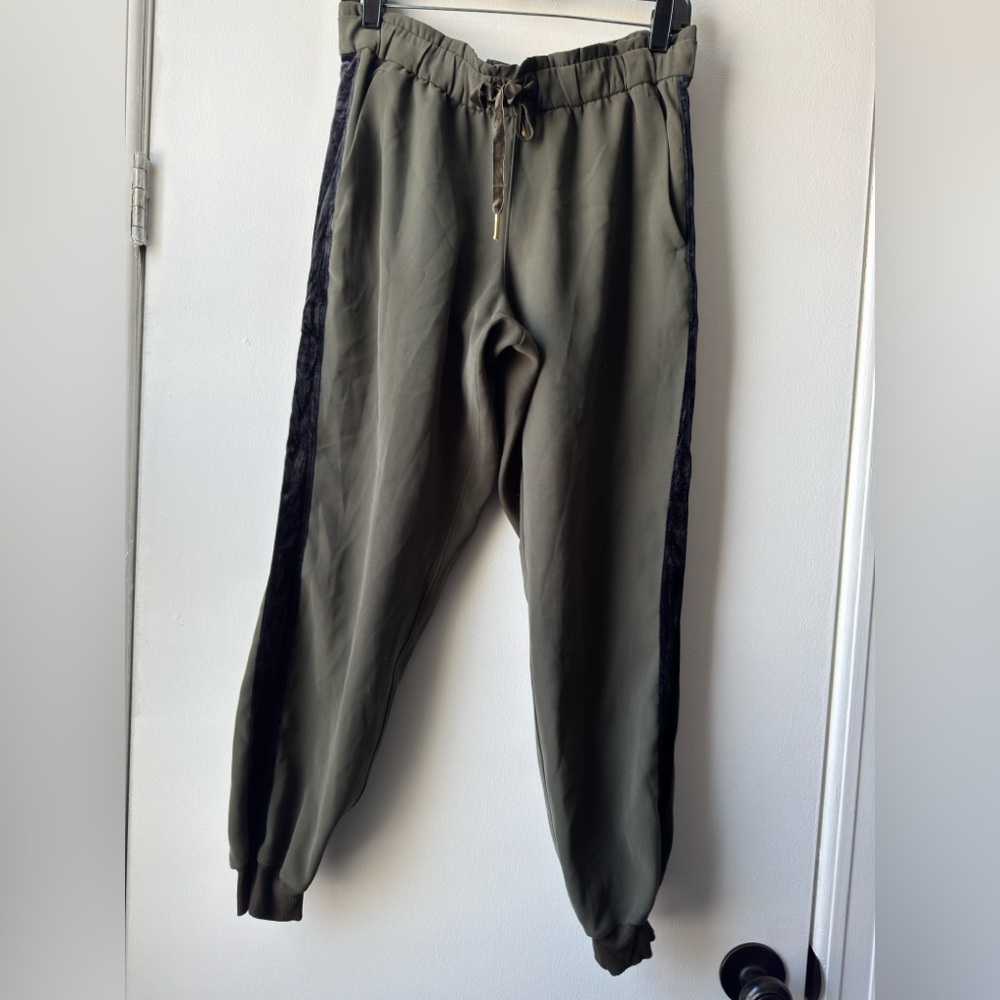 lululemon On The Fly Olive Joggers with Black Velvet Trim